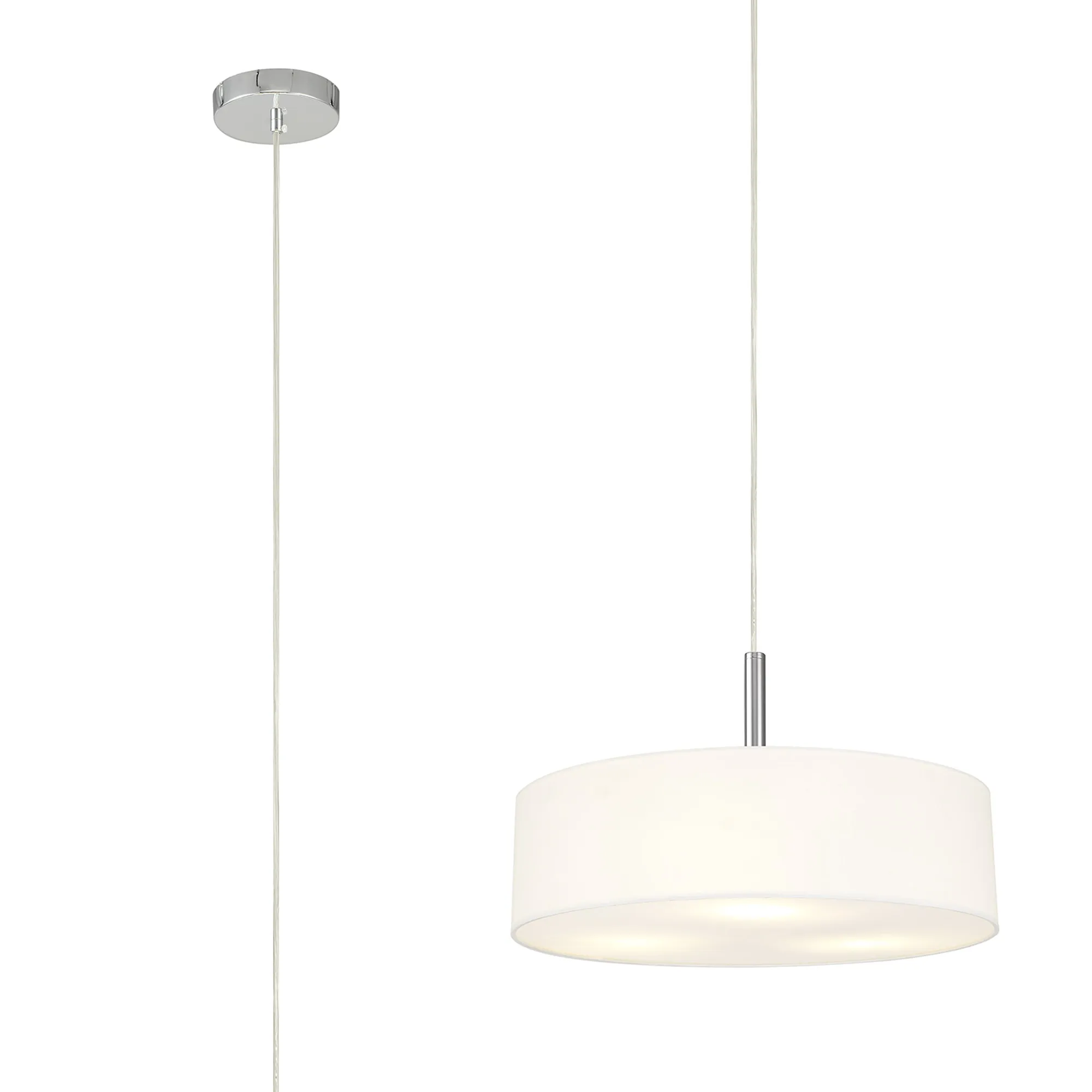 DK0691  Baymont 45cm 3 Light Pendant Polished Chrome; White